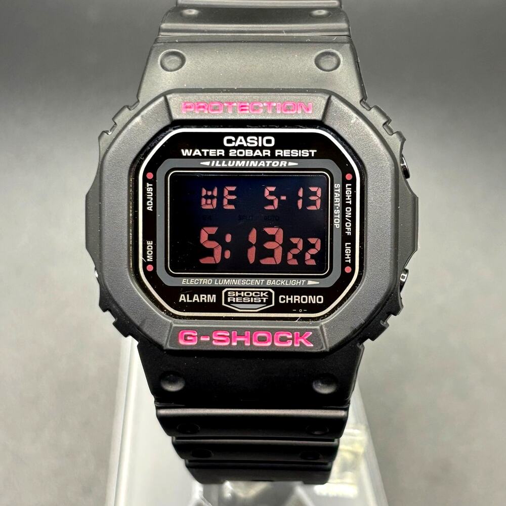 Casio G-Shock DW-5600MS-1 Matte Black Pink Negative Display Men's Watch NIB